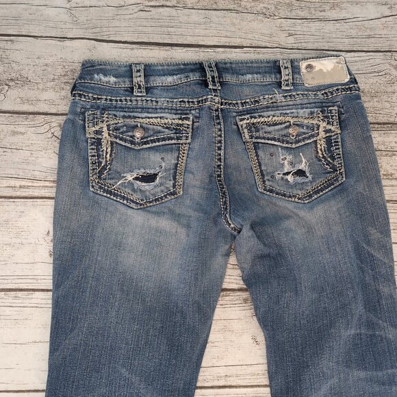 Silver Jeans Co. Suki Flap Slim Distressed Blue Denim Jeans – Women’s W33 L31 - Picture 13 of 14